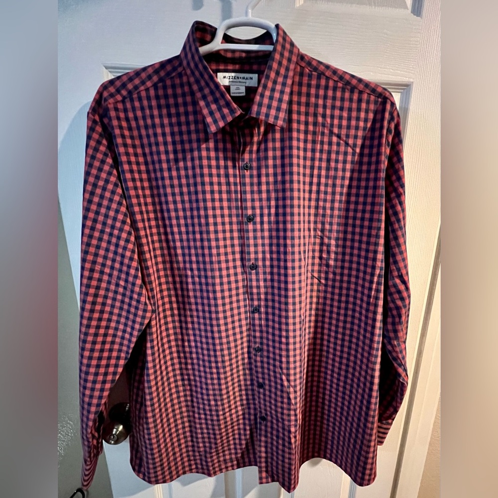 Mizzen+Main Men's Red and Blue Plaid Shirt